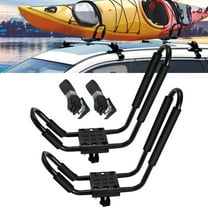 TeqHome 1 Pair Universal J-Bar Kayak Carrier 220LBS Load Heavy Duty Canoe Car Top Mount Carrier Roof Rack 2Pcs Tie Down Straps