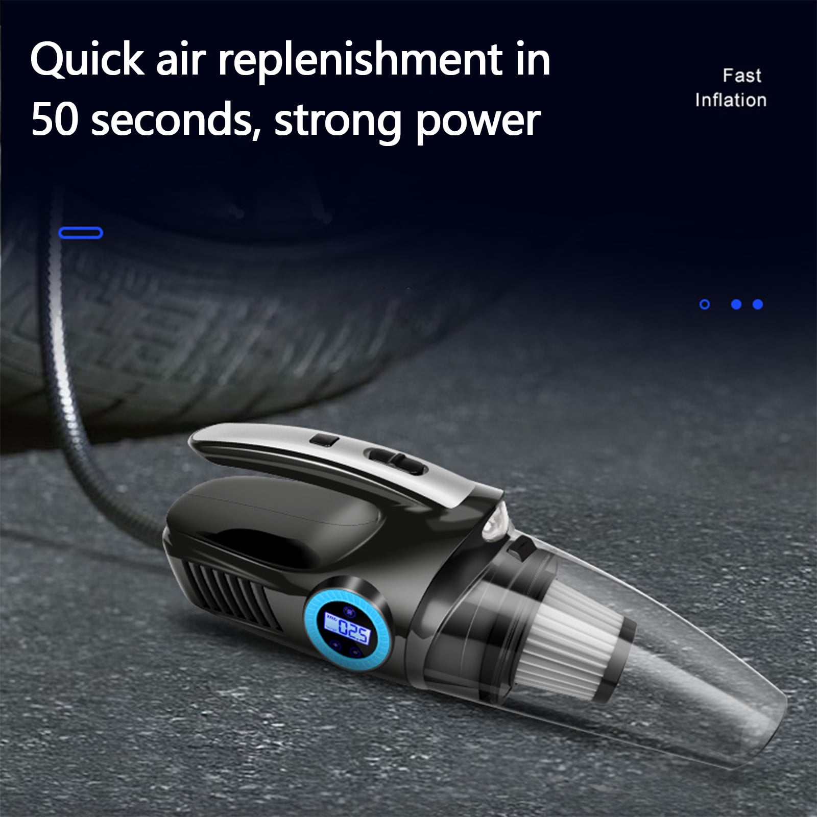 Gecau Car Vacuum Handheld Cleaner,Tire Inflator For Car,12V Auto Shut Off Well-Made um Cleaner With Pump Black 15.2x5.6 Inch Home Essentials