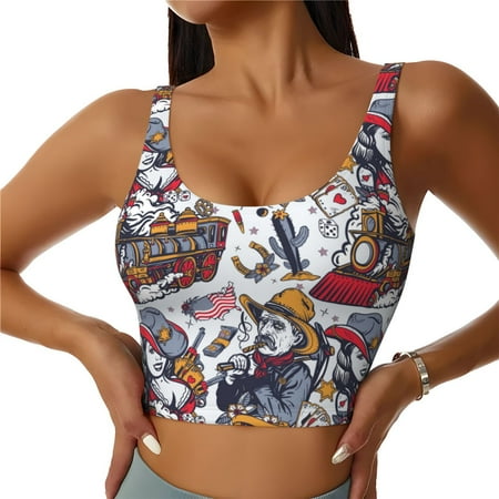 Racerback Sports Bras For Women High Support  Exotic Trains Pattern Workout Tank Tops Woman  Workout Yoga Running Bra