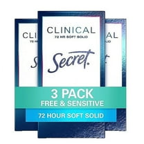 Secret Clinical Strength Soft Solid Antiperspirant and Deodorant for Women, Free & Sensitive, 1.6 oz, Pack of 3