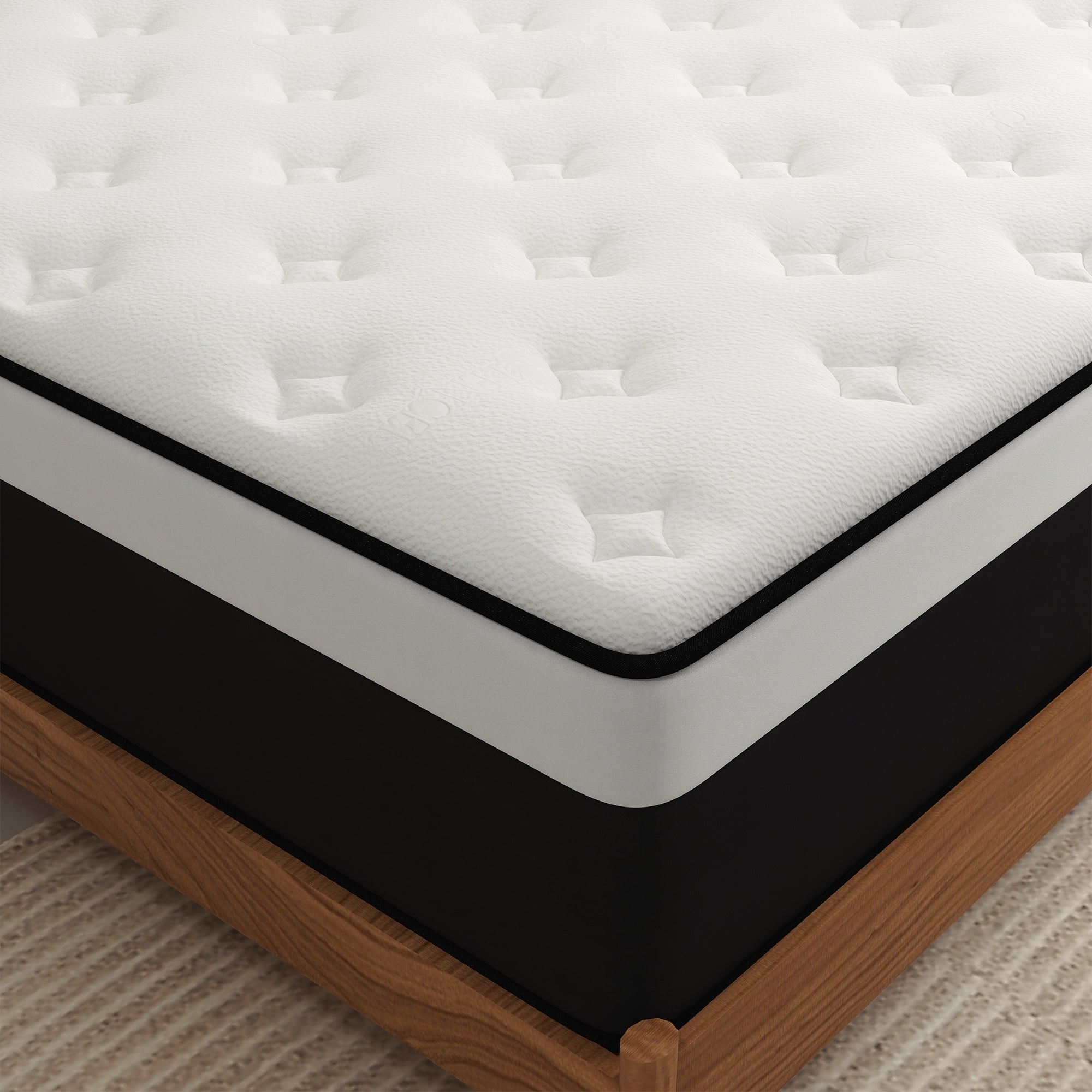 Kviwasha 14 inch King Mattress in a Box, Hybrid Gel Memory Foam with Individually Wrapped Pocket Coils, Medium Firm, Pressure Relief, Cooling Sleep Support for Adult