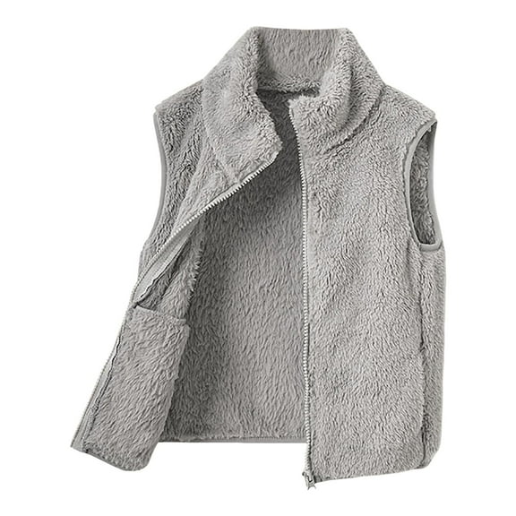 AWZXDE Girls Solid Color Winter Lined Sleeveless Vest,Cozy Warm Quilted Gilet for Kids Fall/Cold Weather Layering Light Gray,12-18 Months