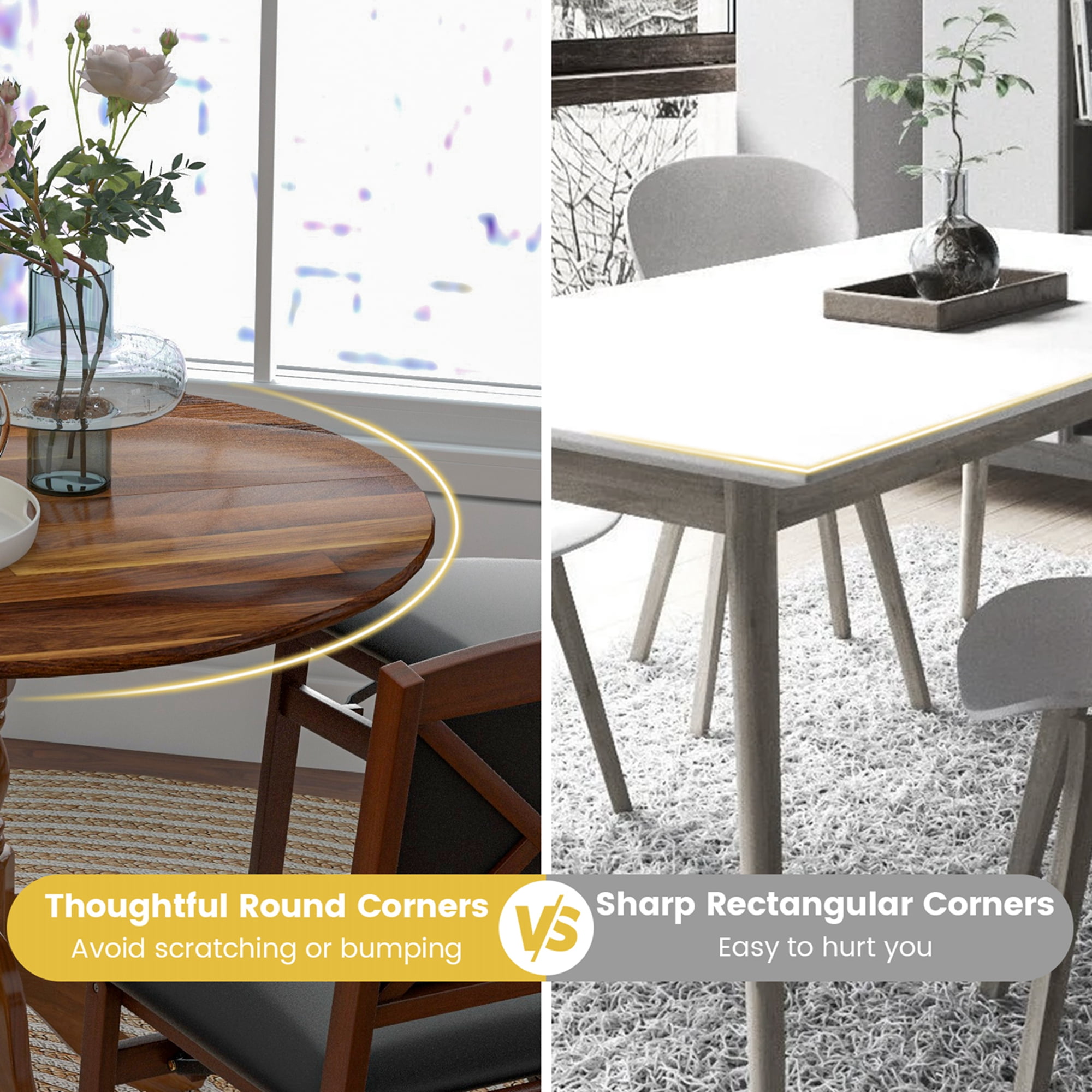 Costway Rustic Dining Table Wooden Dining Table with Round Tabletop & Curved Trestle Legs Walnut
