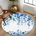 thumbnail image 3 of Round Area Rug 6 Ft, Spring Blue Floral Washable Non-Slip Circle Carpet for Living Room/Bedroom, Farmhouse Weeping Floral Leaves Low-Profile Indoor Mats Collection Rugs for Residential, 3 of 7