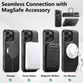 thumbnail image 3 of ELEHOLD For iPhone 13 Case,Compatible with Mag Safe Accessories, Luxury PU Leather 360°Rotatable Magnetic Ring Kickstand Slim Light Shock-Absorbent Phone Case for iPhone 13,Black, 3 of 8