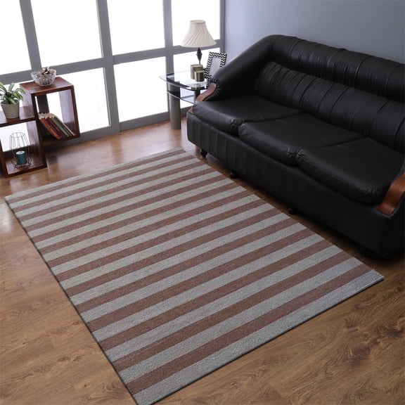 Rugsotic Carpets Hand Woven Kilim Area Rug, 6'x9', Cream Light Brown, Wool, Flat Weave, Low Pile, Rectangle, Contemporary Design