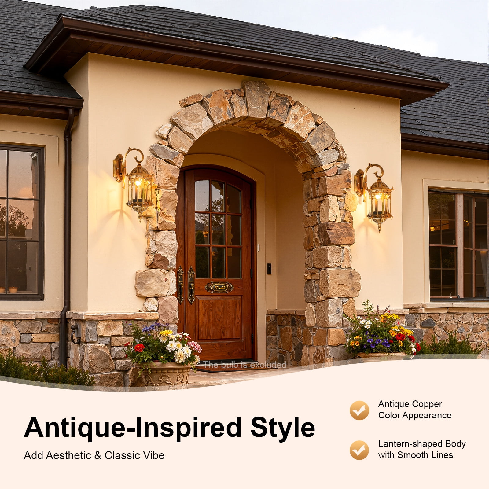 110V Retro Exterior Wall Mount Light Fixture Lantern Sconce Porch Garden Lamp for Indoor and Outdoor