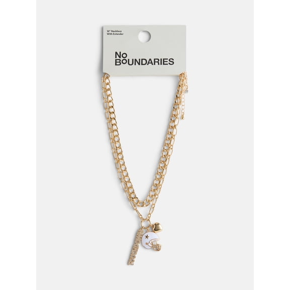 No Boundaries Women's Game Day Gold Tone Cluster Charm Necklace Set, 2 Piece
