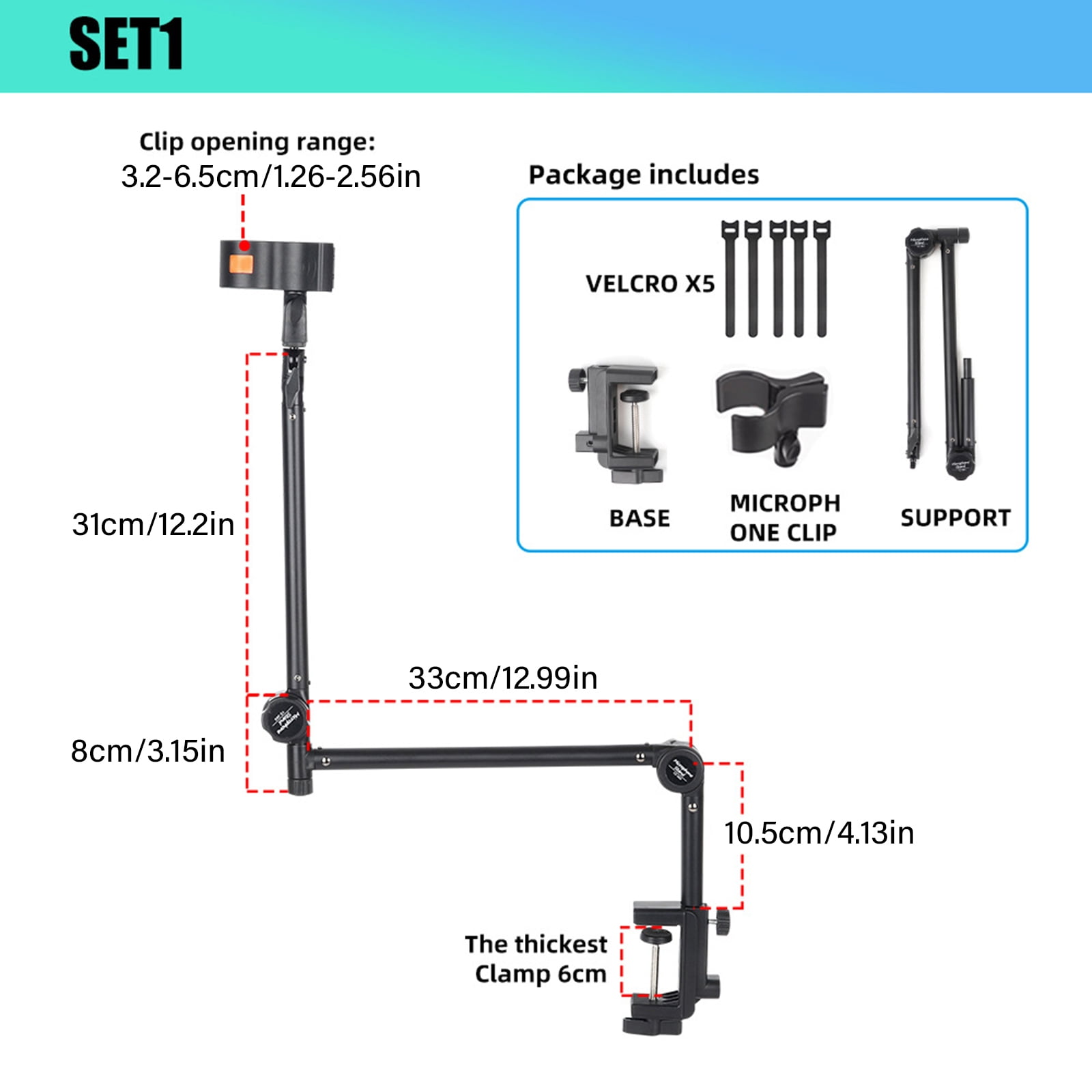 Professional Microphone Arm Stand General Microphone Suspension Boom Microphone Mount Adjustable Arm for Podcasting
