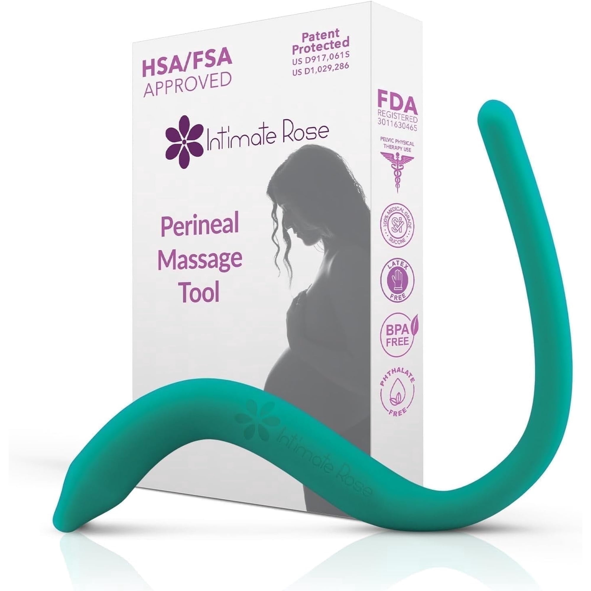 Intimate Rose Perineal Massage Tool with 10 Vibration Modes, Pelvic Floor Therapist-Designed, Medical-Grade Silicone, Dual-End for Pregnancy & Postpartum