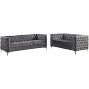 Best Master Furniture Aineias 2 Piece Fabric Sofa and Loveseat Set in Gray