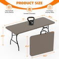 thumbnail image 2 of 6ft Folding Table - Heavy Duty Fold-in-Half Plastic Table, Portable Utility Tables with Steel Legs for Events, Camping, Indoor & Outdoor Use (Khaki), 2 of 8