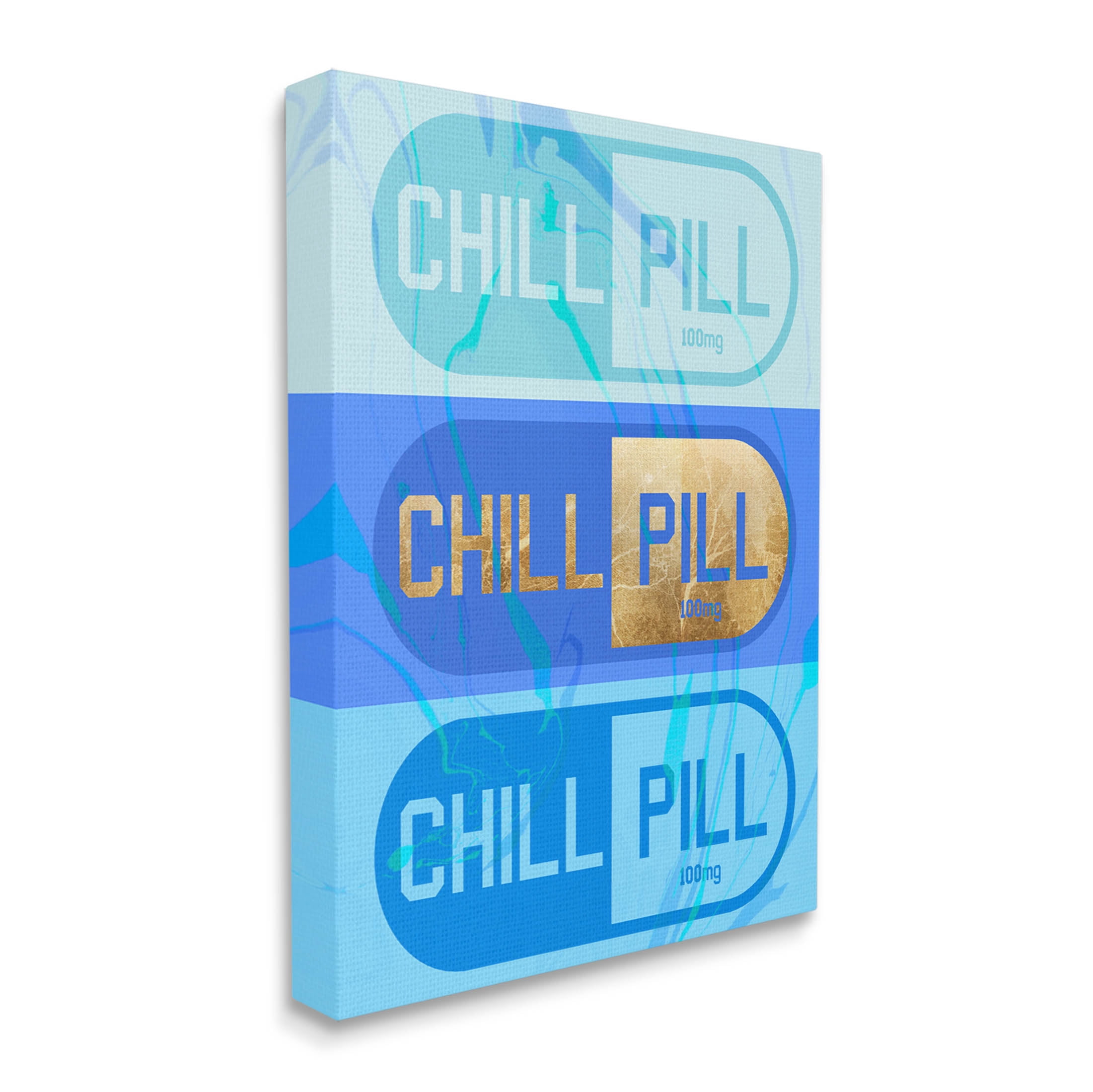 Stupell Industries Blue Glam Chill Pill Graphic Art Gallery Wrapped Canvas Print Wall Art, Design by Daphne Polselli