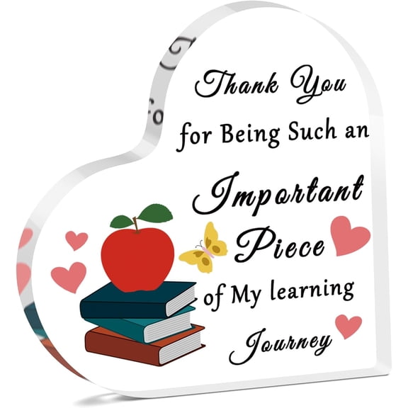 Teacher Appreciation Acrylic Sign, Thank You Desk Plaque for End of School, Graduation, or Retirement, Classroom or Office Decor, 4x4 Inch