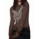 thumbnail image 2 of Camisetas Gráficas para Mujeres, Adolescentes, Estética Grunge, Gótica, Y2k, Básica, de Punto, Larga, Otoño. Café M, 2 of 8
