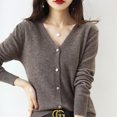 thumbnail image 5 of COMVALUE Women's Cardigans Lightweight Button Up Fall Long Sleeve Cardigan Sweater Solid Color V Neck Knitted Tops (Coffee, XXL), 5 of 5