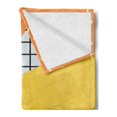 thumbnail image 2 of 1990s Soft Flannel Fleece Throw Blanket, Vintage Style Abstract Composition Retro Graphic Style Lines Waves, Cozy Plush for Indoor and Outdoor Use, 50" x 70", Pale Orange Yellow, by Ambesonne, 2 of 5