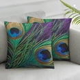 thumbnail image 3 of PIKWEEK Peacock Pattern Peacock Feather Throw Pillow Cover, Set of 2 Short Plush Material Sofa Throw Pillow Covers, Car Throw Pillow Covers, Multiple Specifications, 3 of 7