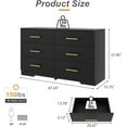 thumbnail image 7 of Miniyam 6-Drawer Dresser with Deep Drawers & Golden Handles for Adult Bedroom, Black, 7 of 7