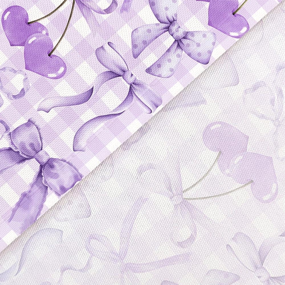 Cute Purple Shower Curtain Modern Aesthetic Coquette Bow Pretty Bathroom Decor for Girls Teens Fabric Waterproof Polyester Bathroom Decor Set with Hooks,60X72