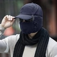 thumbnail image 3 of Winter Trapper Hat, IC ICLOVER Unisex Ushanka Hunting Hat Russian Trooper Ear Flap Chin Strap Hat with Windproof Mask-Keep Warm in Cold Weather-Dark Blue, 3 of 10