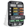 thumbnail image 1 of Bloque de fusibles y relés Nilight de 6 vías con control de corriente, 12 V, resistente al agua, 1 of 9