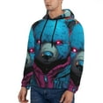 thumbnail image 3 of Honeii Neon Cyberpunk Blue Bear Pattern Mens Hoodies Men's Loose Sleeve Sweatshirt,Pullover Hooded Sweatshirt for Men,Essentials Hoodie-3X-Large, 3 of 7