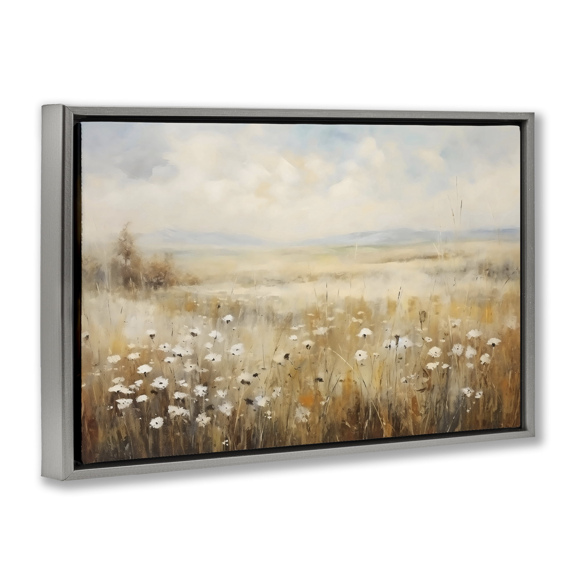 Stupell Industries Neutral Land Calmness Gray Framed Floater Canvas Wall Art, design by Creative Studio