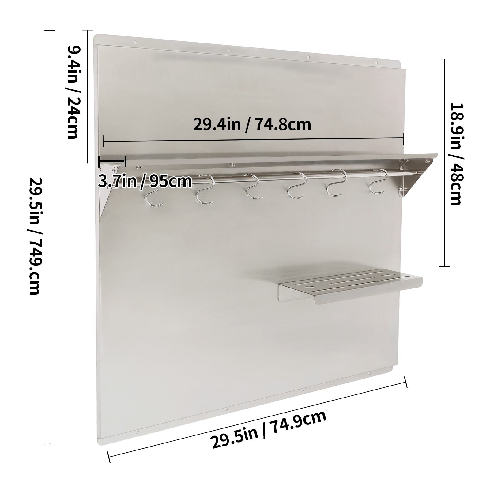 Modern Wall-mounted Rectangular Silver Stainless Steel Splash Plate Range Hood for Homes, Restaurants