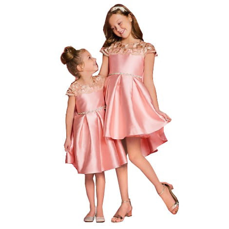 Rare Editions Little Girls' Lace To Glitter Tulle with Satin Flower Dress