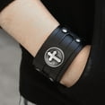 thumbnail image 3 of Pulsera de cuero Yuyangstore punk rock ajustable negro, 3 of 7