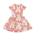 thumbnail image 4 of yuCgh Floral Easter Dress for Toddler Girls, Short Sleeve Summer Dress with Pocket, Casual Party Dress for Easter Day & Spring Outings,Watermelon Red 160, 4 of 5