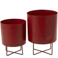 thumbnail image 6 of CosmoLiving by Cosmopolitan 16", 13"H Indoor Outdoor Red Metal Planter (2 Count), 6 of 7