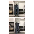 thumbnail image 2 of Pantalones informales versátiles de pierna recta de estilo americano para hombres, pantalones de chándal con cordón en la cintura y bloques de Color para estudiantes universitarios, 2 of 5