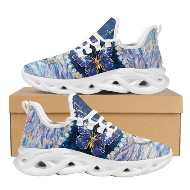 Zapatos de plataforma informales para mujer, zapatillas de malla con estampado de libélula dorada, zapatillas de tenis ligeras con cordones