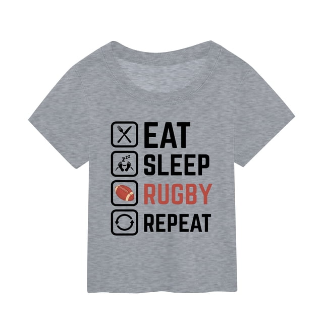 Gibobby Blusa Casual Para Niñas Camiseta de manga corta con estampado de de fútbol para niños, regalo deportivo para fanáticos del fútbol americano, ropa para amantes del Rugby (Gris, 9-10 Años)