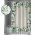 thumbnail image 3 of Vintage Eucalyptus Leaves on Linen Shower Curtain for Bathroom, Country Green Leaf Waterproof Shower Curtains Washable Quick Dry with Hooks Bathtub Curtains 72x72 IN, 3 of 7
