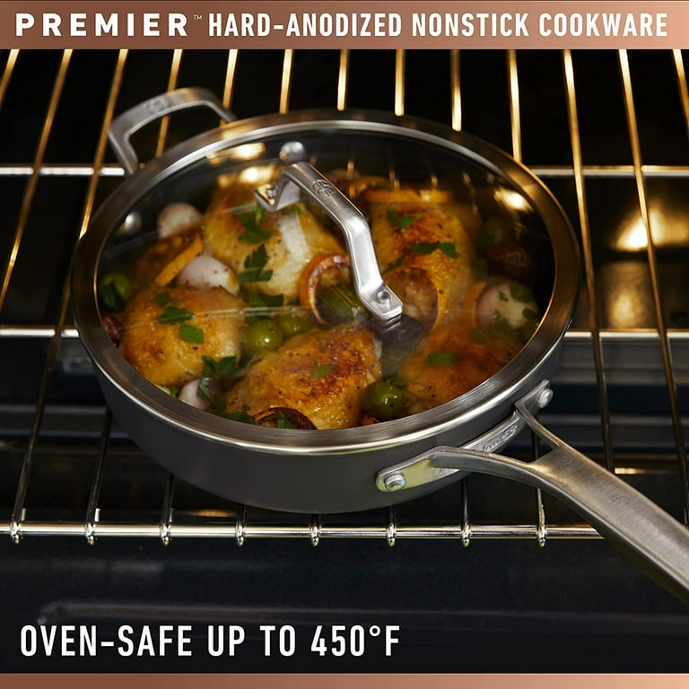 Premier Hard Anodized Non-Stick Deep Skillet with Cover, 13