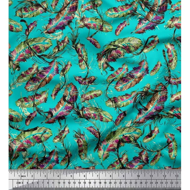 Soimoi Tissu Poly Georgette Feuilles & Texture Imprimé Tissu au Mètre 42 Pouces de Large
