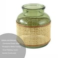 thumbnail image 4 of Home Decor Collection 6" Green Translucent Glass Indoor Tabletop Vase with Natural Rattan Caning Wrap, 4 of 11