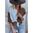 thumbnail image 2 of Two Tone Textured Button Shirt, Brown, Small, 2 of 5