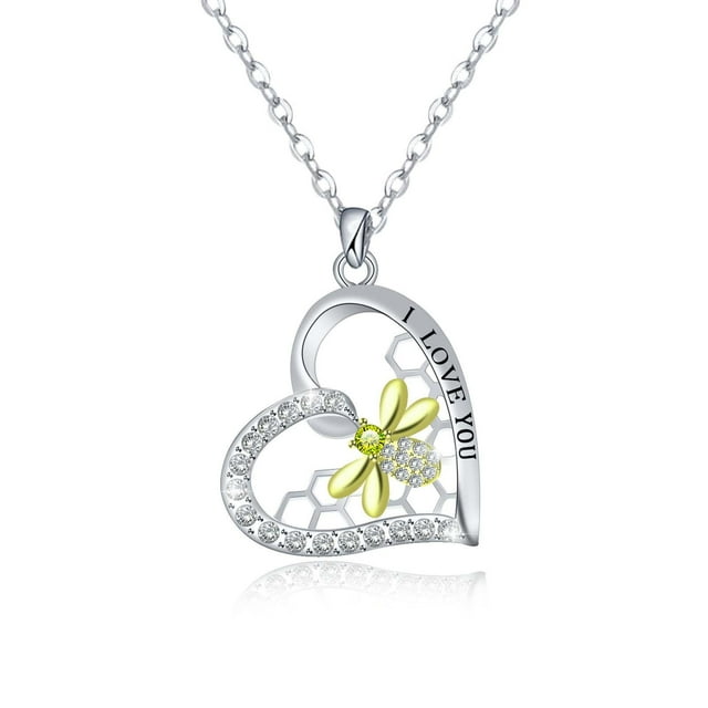 Animal Flower Diamond Two-color Letter Bee Honeycomb Peach Heart Lady Necklace