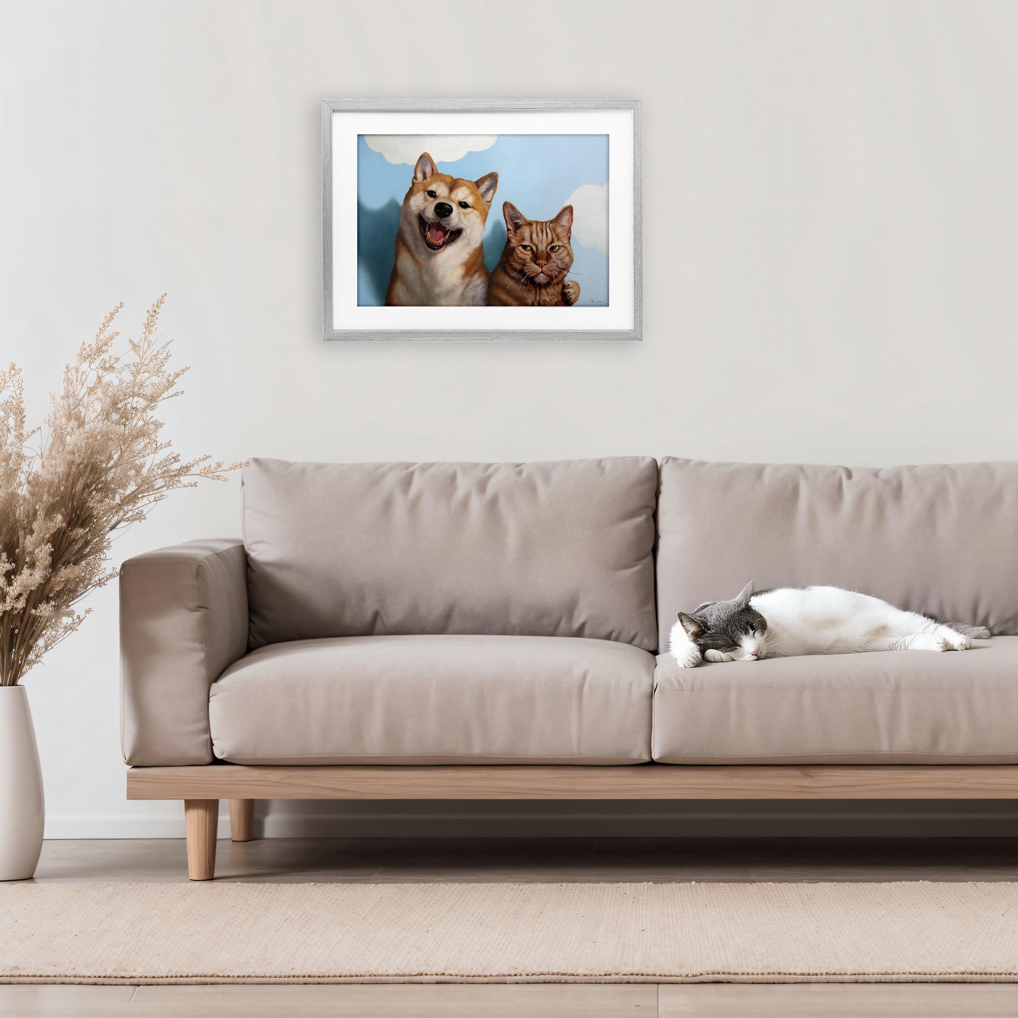 Stupell Industries Adopted Brother Dog & Cat Gray Framed Print Under Glass, design by Lucia Heffernan