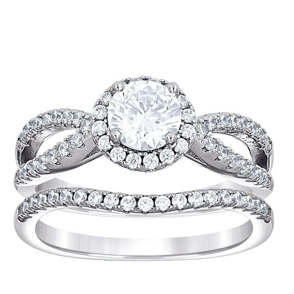 925 Sterling Silver Womens Cubic Zirconia Duo Bridal Ring Set Size 8 Ring for Women - 5.2 Grams