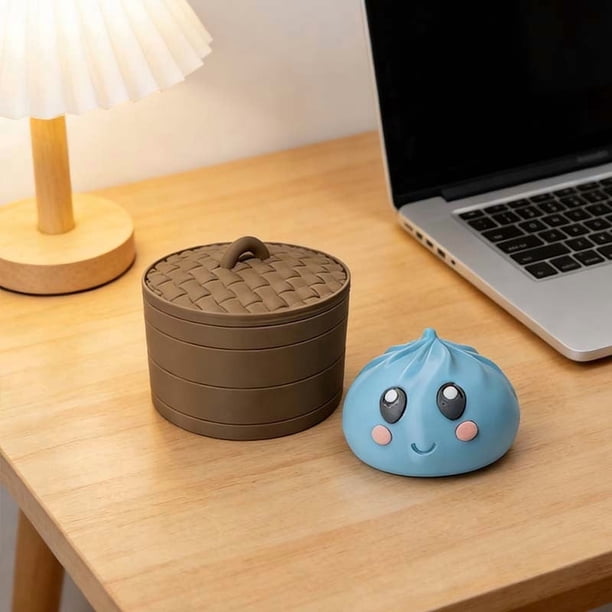 Juguetes antiestrés Kawaii con forma de dumpling y cesta: aprieta para aliviar el estrés, juguete sensorial de crecimiento lento para la ansiedad, textura suave, elástica y antideslizante para niños