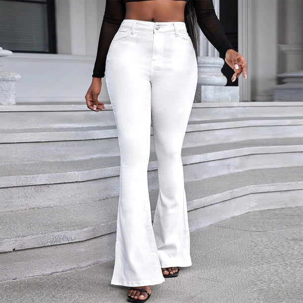 WILLBEST Pantalones Mujer Pantalones Vaqueros Mini de Cintura Alta Con Microelástico para Mujer, Pantalones Vaqueros Elásticos, Pantalones Casuales Ajustados y Cómodos Mediana