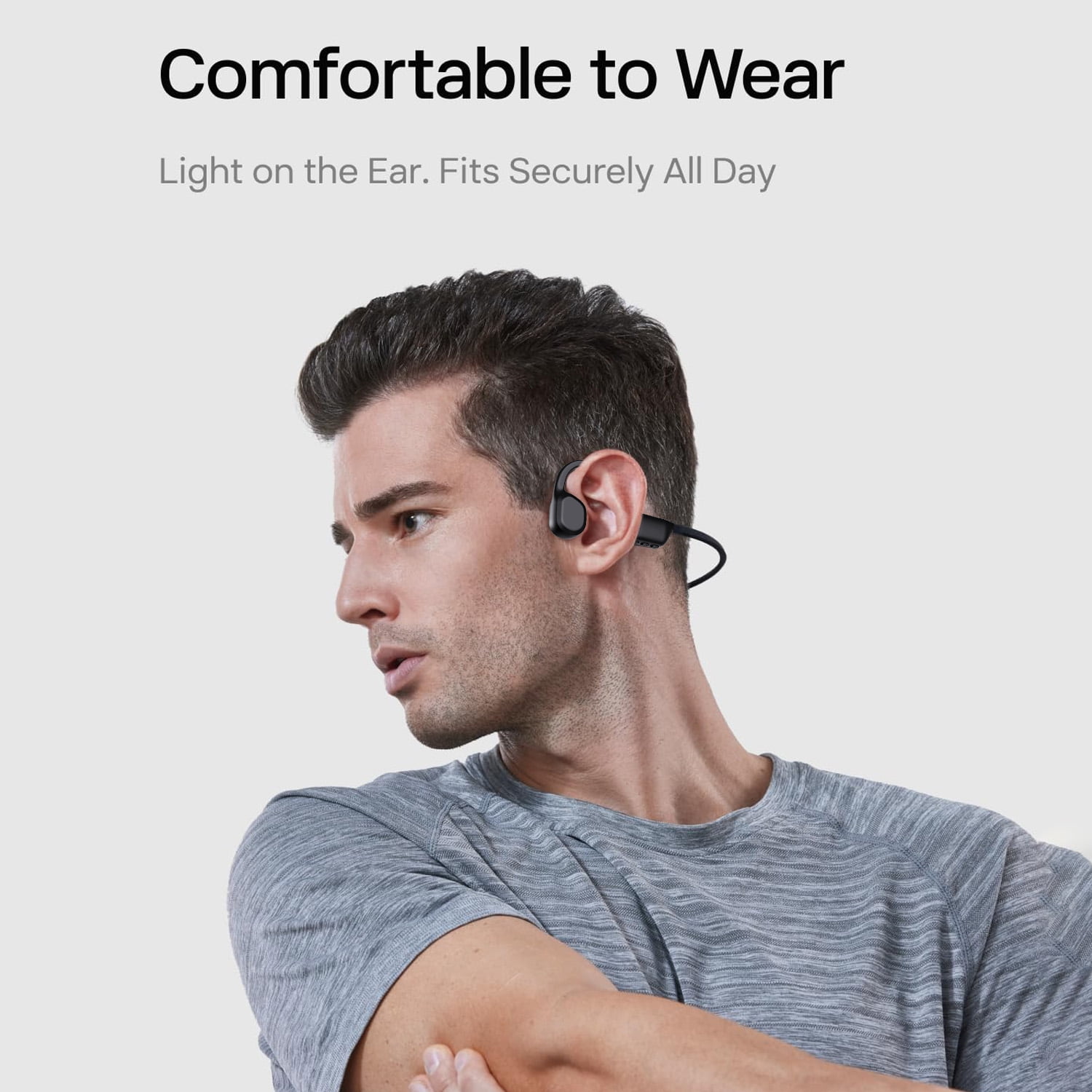 MEEGEEM Bone Conduction Headphones, 2025 Upgrade Bluetooth 5.4 Open Ear Headphones, 10H Playtimes Bone Conduction Earbuds with Mic, IP5 Sweatproof Earphones for Workout, Hiking, Black