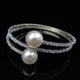 thumbnail image 3 of Besufy Women Bracelet,Full Rhinestone Multi-layer Wrist Bracelet Faux Pearl Cuff Open Bangle, 3 of 7