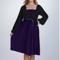 thumbnail image 3 of Oplxuo Renaissance Dress for Women Medieval Lantern Long Sleeve Square Neck Vintage Gothic Corset Dresses, 3 of 5