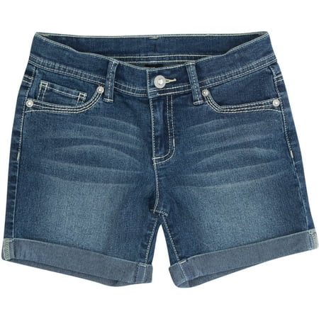 Girls' Roll Cuff Midi Denim Shorts - Walmart.com
